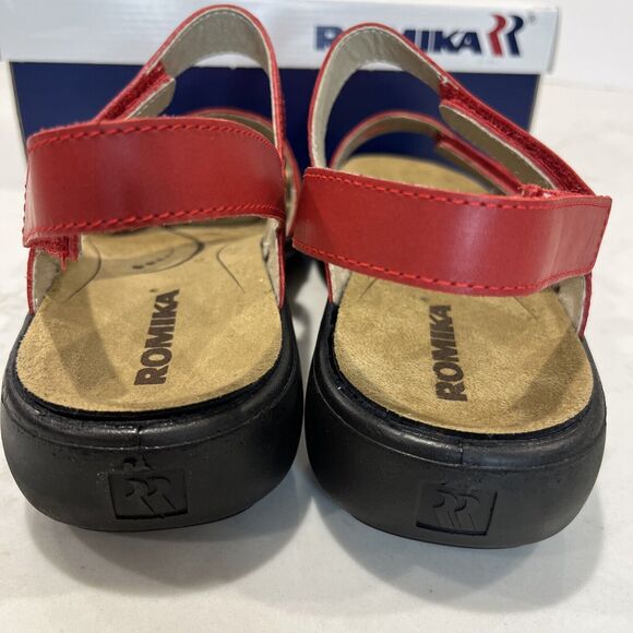 Romika NEW Ibiza Strappy Leather Sandals Red EU 41 US 10-10.5 Comfort Adjustable - Picture 9 of 14